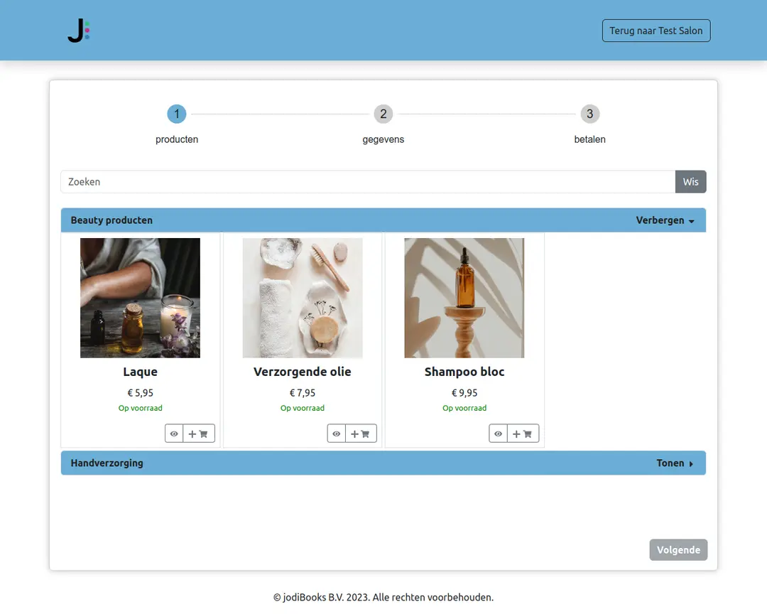 producten in webshop